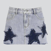 Kurzer Jeansrock mit Sternenstickerei